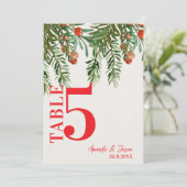 レッドベリーフェスティバル結婚クリスマステーブル番号 サンキューカード (スタンド正面)