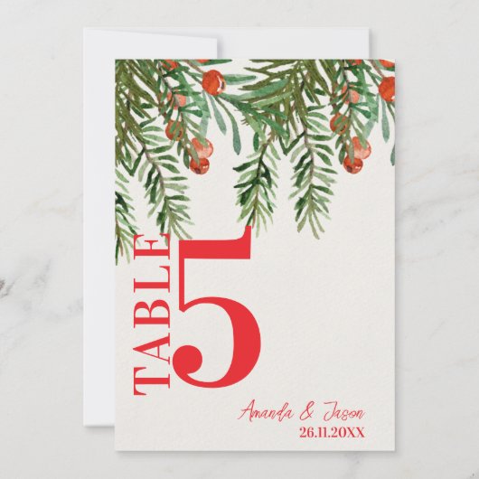 レッドベリーフェスティバル結婚クリスマステーブル番号 サンキューカード (裏面)