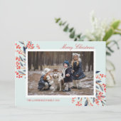 レッドベリーフェスティングミントクリスマスホリデーフォト シーズンカード (スタンド正面)