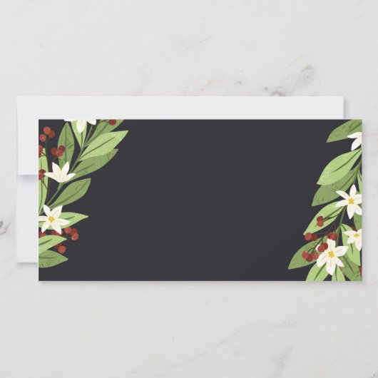 レッドベリーフローラトウィグスメリークリ結婚したスマス サンキューカード (裏面)