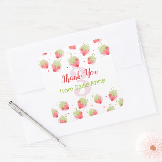 レッドベリーベリースイートストロベリー誕生日 スクエアシール (封筒)