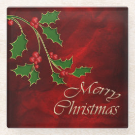 レッドベリーホリークリスマス ガラスコースター