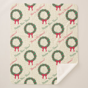レッドベリーホリーメリークリスマス シェルパブランケット