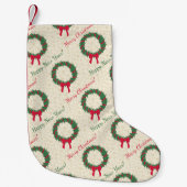 レッドベリーホリーメリークリスマス スモールクリスマスストッキング (正面)