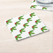 レッドベリーホリー スクエアペーパーコースター (アングル)