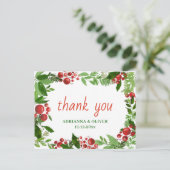 レッドベリーホリ離れースクリスマ結婚スありがとう ポストカード (スタンド正面)