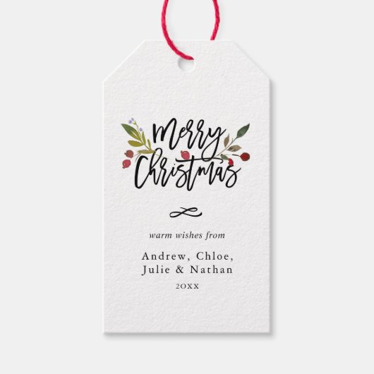 レッドベリーメリークリスマスホリデー ギフトタグ (正面)
