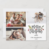 レッドベリーメリークリスマス3フォトコラージュ シーズンカード (正面)