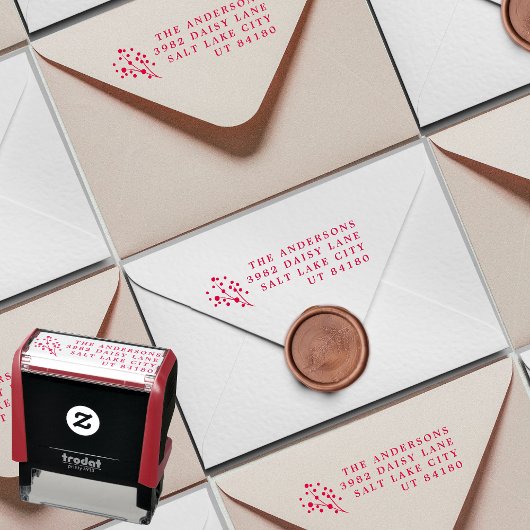 レッドベリーモダンおもしろいクリスマス差出人住所 セルフインキングスタンプ