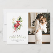 レッドベリーモミ冬のクリスマスウォーターの色の写真 シーズンカード (正面)