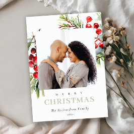 レッドベリーモミ冬のクリスマスウォーターの色の写真 シーズンカード