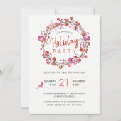 レッドベリーリースウィンタークリスマスホリデーパーティー 招待状 (正面)