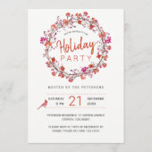 レッドベリーリースウィンタークリスマスホリデーパーティー 招待状 (正面)