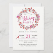 レッドベリーリースウィンタークリスマスホリデーパーティー 招待状 (正面)