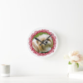 レッドベリーリースカスタムの写真フレームデザイン ラウンド壁時計 (ホーム)