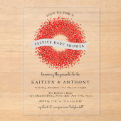 レッドベリーリースフェスティバルクリスマスベビーシャワー アクリル招待状 (正面)