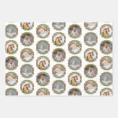 レッドベリーリースフォトコラージュクリスマス ラッピングペーパーシート (正面)