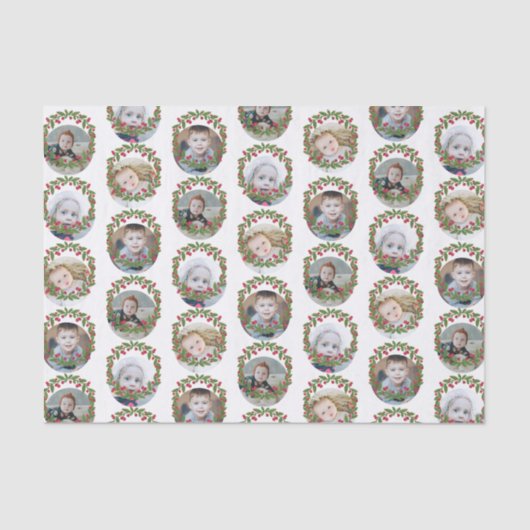 レッドベリーリースフォトコラージュクリスマス 薄葉紙 (正面)