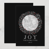 レッドベリーリース+ブラック+ホワイトクリスマス シーズンカード (正面/裏面)