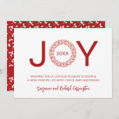 レッドベリーローズヒップリースジョークリスマス。 シーズンカード (正面/裏面)