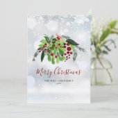 レッドベリー冬の雪片クリスマス シーズンカード (スタンド正面)