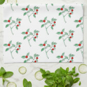 レッドベリー植物 キッチンタオル (折り畳み)