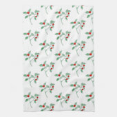 レッドベリー植物 キッチンタオル (縦)