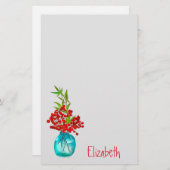 レッドベリー水彩画 便箋 (正面/裏面)