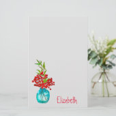 レッドベリー水彩画 便箋 (スタンド正面)