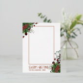 レッドベリー葉ズリースウォーター色バラ金ゴールド 箔シーズンポストカード (立ち正面)