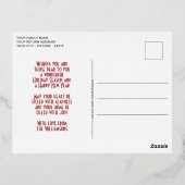 レッドベリー葉ズリースウォーター色バラ金ゴールド 箔シーズンポストカード (裏面)