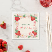 レッドベリー誕生日ストロベリーフラワーガールパーティー スタンダードカクテルナプキン (インサイチュ)