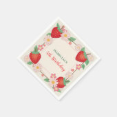 レッドベリー誕生日ストロベリーフラワーガールパーティー スタンダードカクテルナプキン (角)