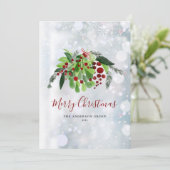 レッドベリー雪の結晶ビジネスロゴクリスマス シーズンカード (スタンド正面)