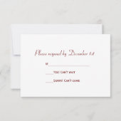 レッドベリー霜の降りたウィンターウェディングRSVP 出欠カード (裏面)