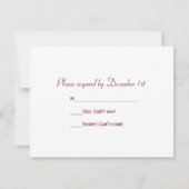 レッドベリー霜の降りたウィンターウェディングRSVP 出欠カード (裏面)