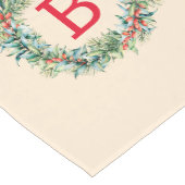 レッドベリー&エバーグリーンクリスマスリース2 ミディアムテーブルランナー (コーナー)