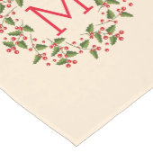 レッドベリー&エバーグリーンクリスマスリース ミディアムテーブルランナー (コーナー)