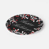 レッドベリー&ホワイト葉ズブラックホリデーパーティー ペーパープレート (アングル)