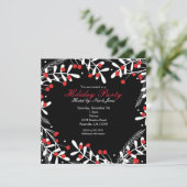 レッドベリー&ホワイト葉ズブラックホリデーパーティー 招待状 (スタンド正面)
