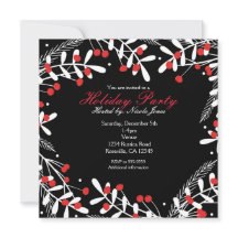 レッドベリー&ホワイト葉ズブラックホリデーパーティー