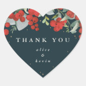 レッドベリー+ユーカリプトゥスクリスマスサンキュー ハートシール (正面)