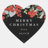 レッドベリー+ユーカリプトゥスメリークリスマス/カスタム ハートシール (正面)