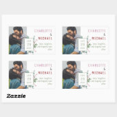 レッドベリー&ユーカリ結婚ステッカー 長方形シール (シート)