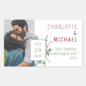 レッドベリー&ユーカリ結婚ステッカー 長方形シール (正面)