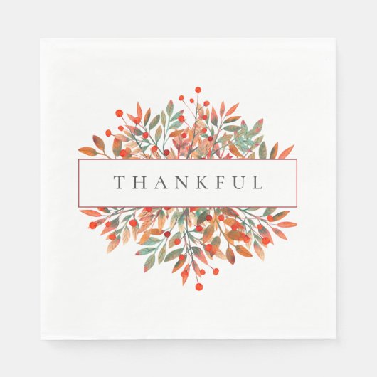 レッドベリー&紅葉カスタマイズ可能な植物学 スタンダードランチョンナプキン (正面)