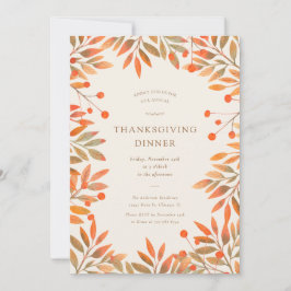 レッドベリー&金ゴールド離れ感謝祭ディナー 招待状