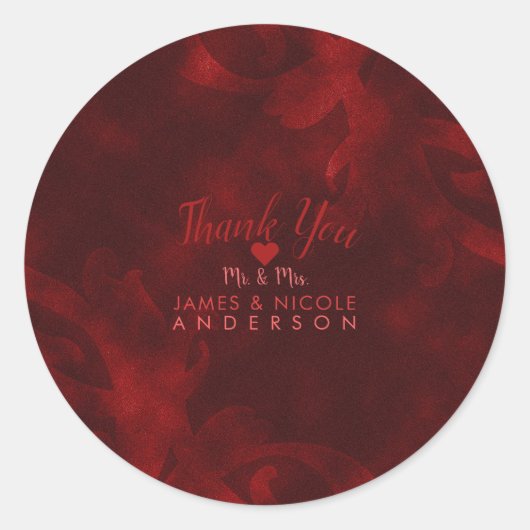 レッドベルベエレガントットヴィンテージグラムグラマー結婚ズ ラウンドシール (正面)