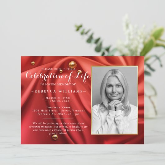 レッドベルベエレガントット人生のお祝い 招待状 (スタンド正面)