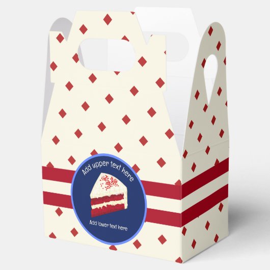 レッドベルベットのケーキの色とスライス画像 – 文字の追加 フェイバーボックス (オープン)